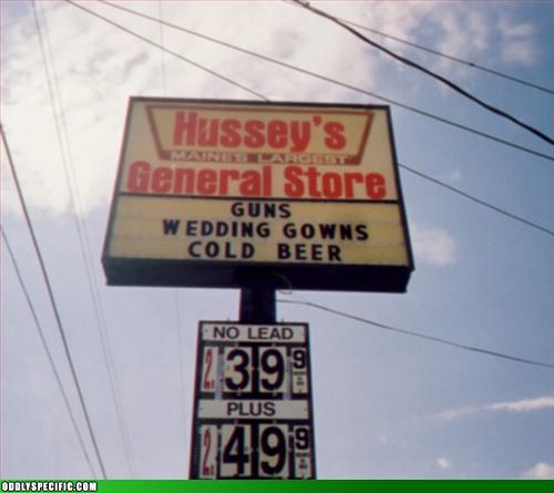 guns wedding gowns beer