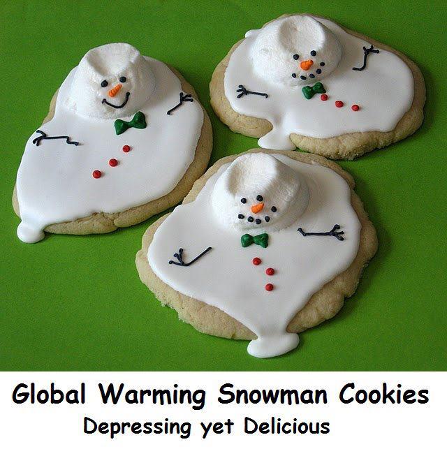 global warming snowman cookies